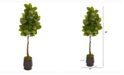 Nearly Natural 68in. Rubber Leaf Artificial Tree in Ribbed Metal Planter Real Touch